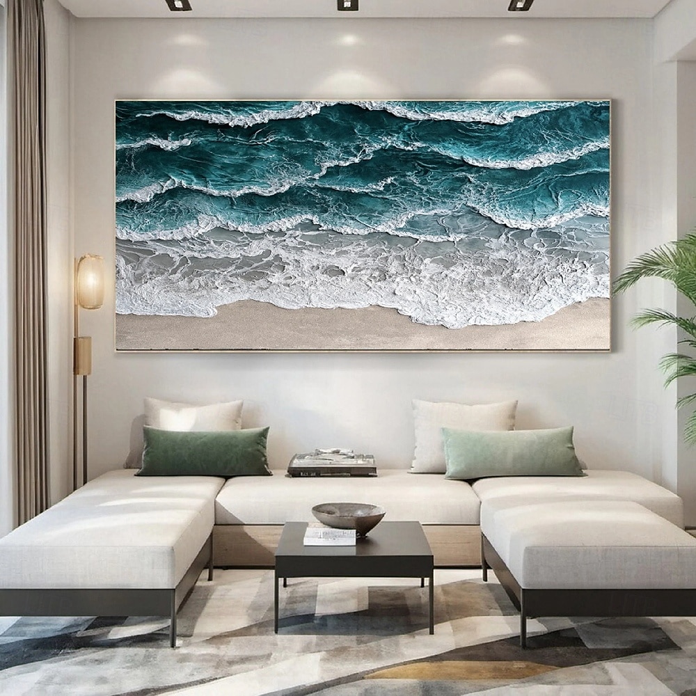 handgemaltes 3D-Strukturgemälde auf Leinwand, handgefertigtes Ölgemälde, Ozeangemälde, Meereswellengemälde, Kunstwerk, Wandkunst, Gemälde, moderne Kunst für Schlafzimmer, Wanddekoration, Modekunst 2025 - $69.99 –P6