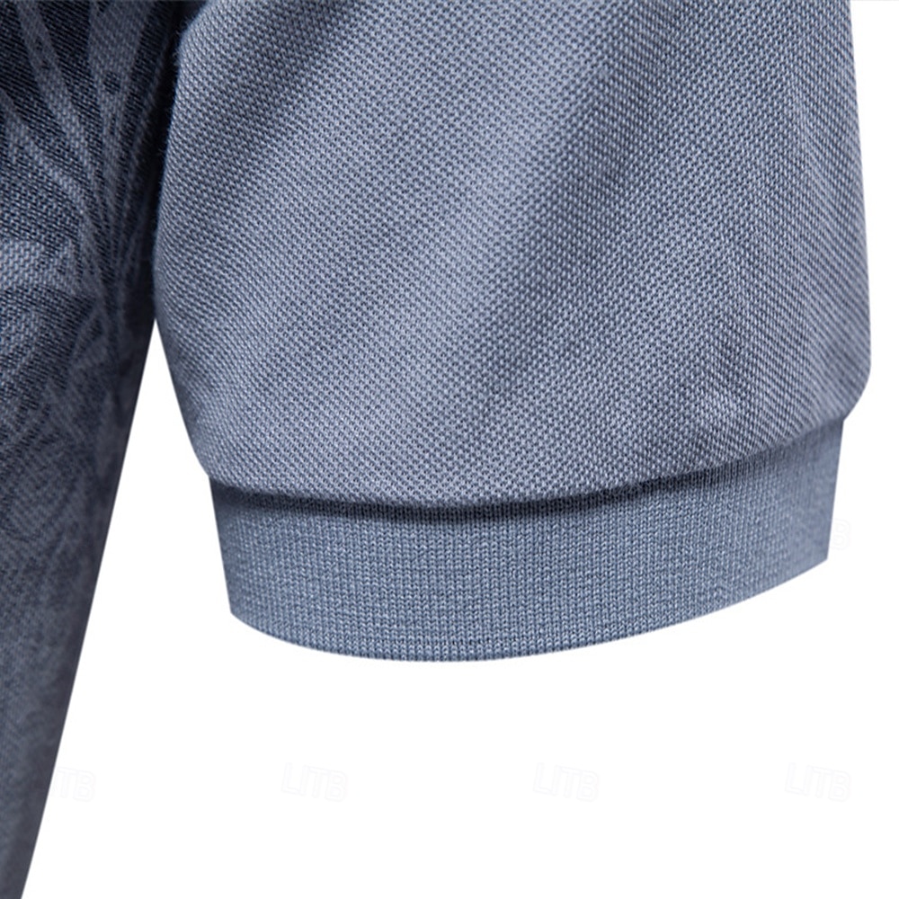 Homens Pólo Polo de malha Formal Trabalho Aberto para a Lateral Manga Curta Floral Botões Estampado Primavera Azul denim Branco Azul Marinha Verde cáqui Azul Claro Pólo de 2026 por $25.99 –P15