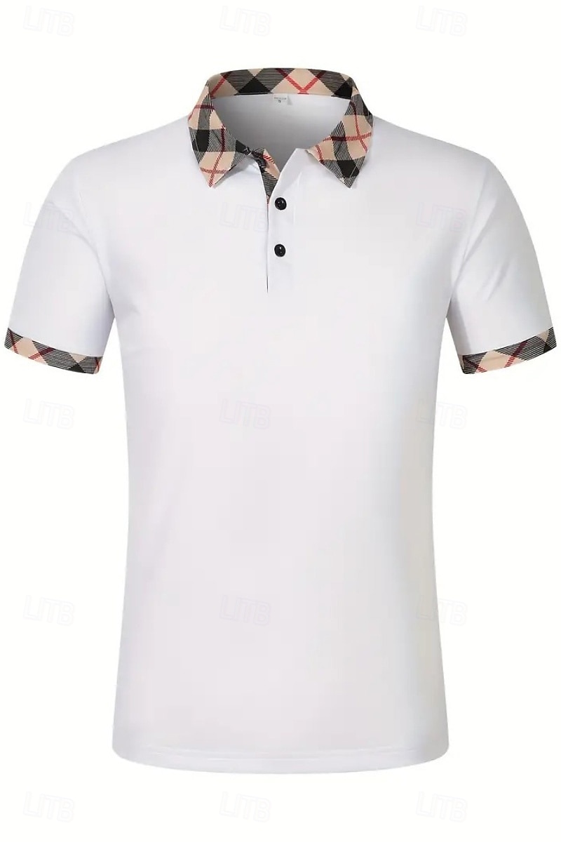 Men's Golf Shirt Golf Polos Shirts Formal Work Lapel Short Sleeve Modern Comfortable Color Block Patchwork Buttons Summer Spring Regular Fit Wine Apricot Black White Dark Navy Orange Golf Shirt 2025 - $19.99 –P2