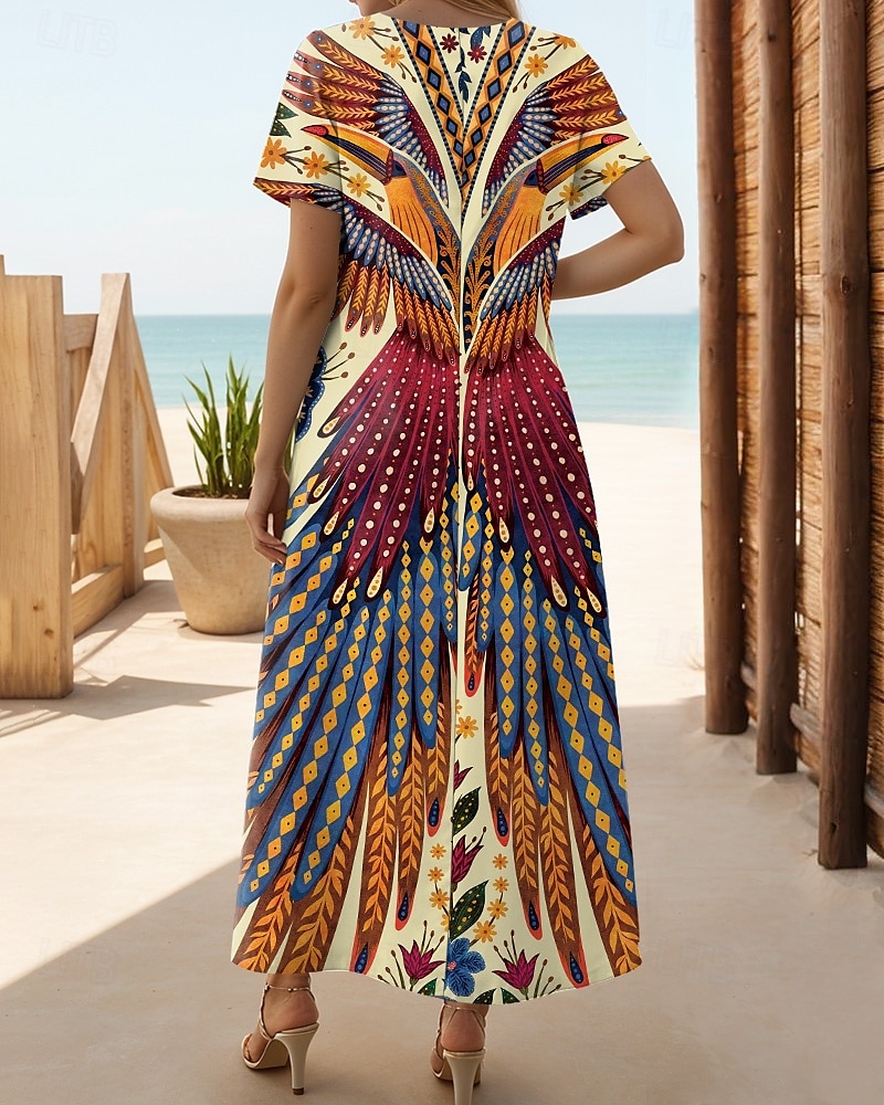 Női Maxi Ruha Fekete Ruha Hosszú Ujjú Boho Ruha Elegáns Bohemia Vakáció Lepke Ujjú Vakáció Tengerpart Rendszeres Illeszkedés Virágos Grafika Rövid Ujjú Kerek Nyak Málnaszín Fehér Sárga Világos Zöld 2025 - $23.99 –P2