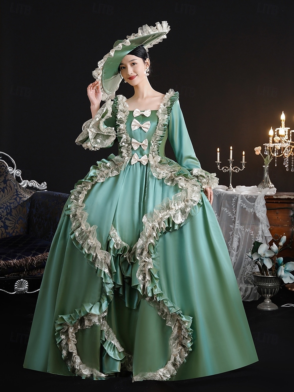 Vintage Rococo Renaissance Maxi Dress Normal Juliet Sleeve Princess ...