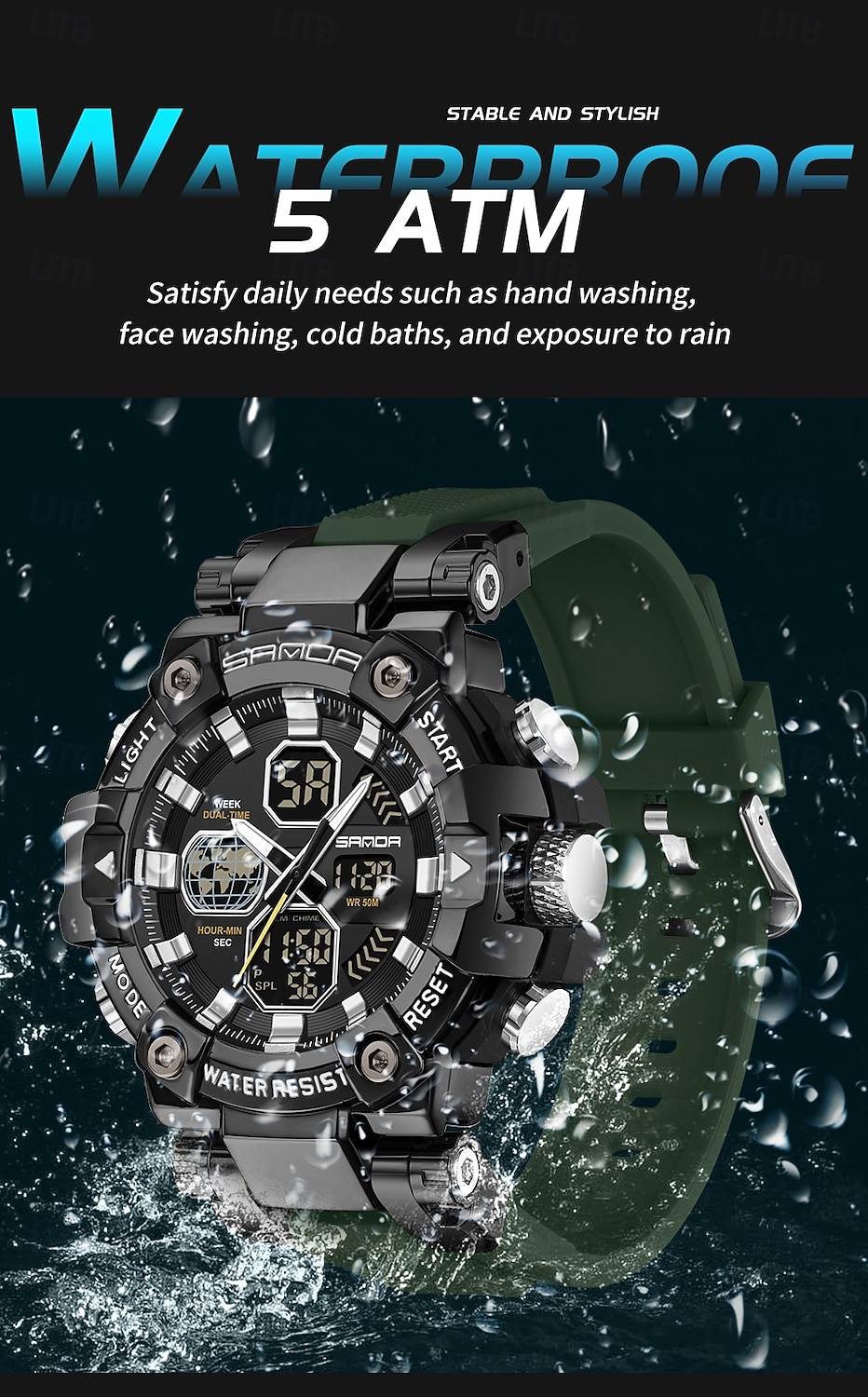 SANDA Men Digital Watch Large Dial Outdoor Sports Fashion Luminous Alarm Clock Calendar Chronograph Silicone Watch 2026 - $38.99 –P17