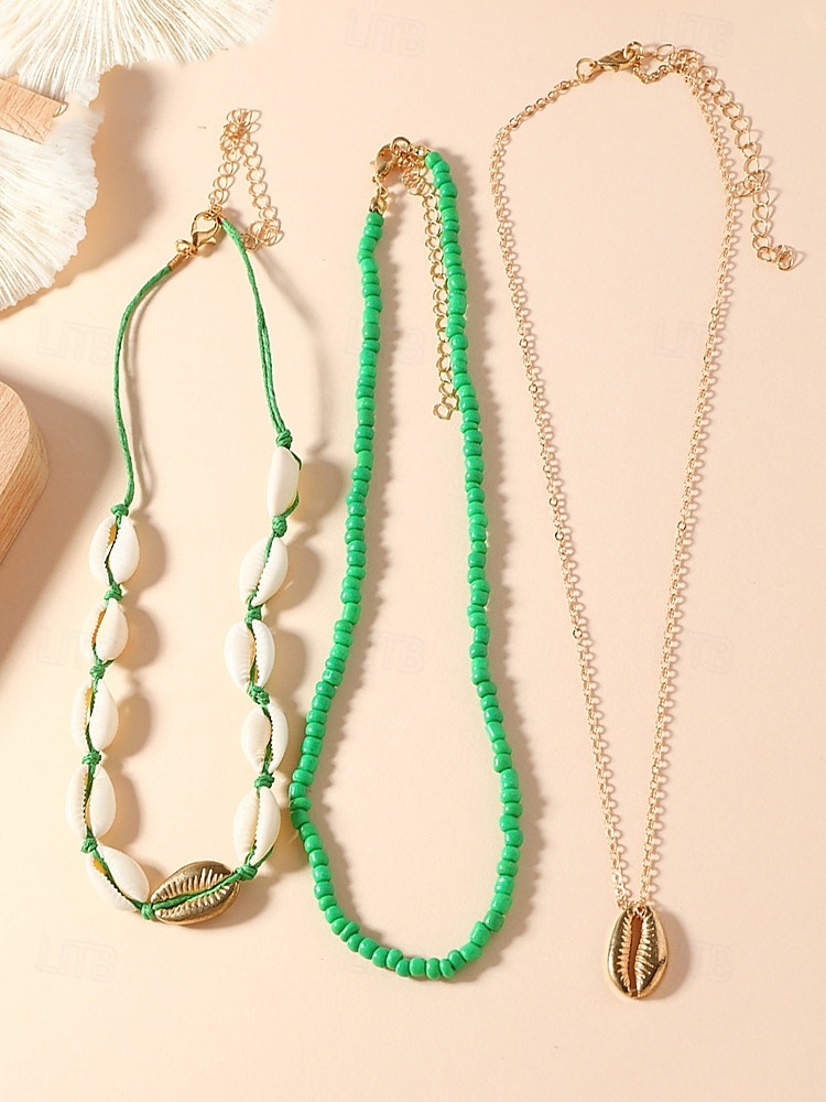 Women's Boho Cowrie Shell Necklace Set – Layered Beach Jewelry with Gold Accents, Handmade Summer Surf Choker for Vacation, Festivals & Casual Wear 2025 - $9.99 –P8
