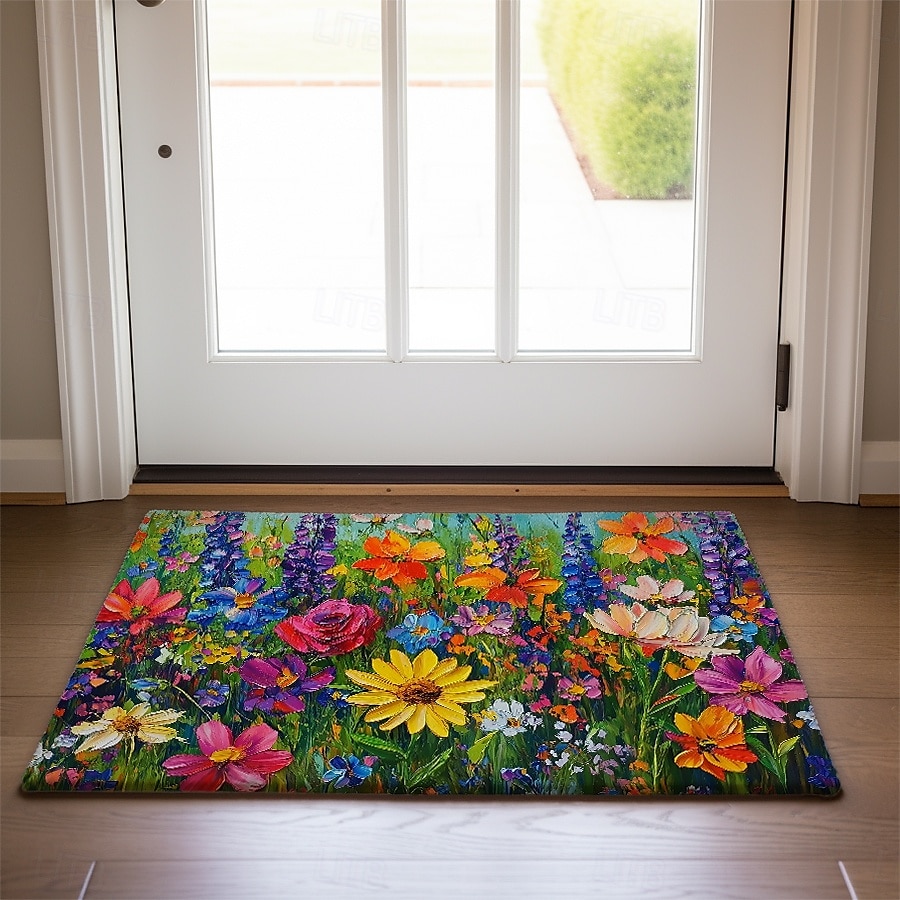 Blumen Fußmatte Küchenteppich Bodenmatte Rutschfeste Fläche Teppich Ölresistenter Teppich Innen Außenmatte Schlafzimmerdekor Badezimmermatte Eingangs teppich Frühling Sommer 2025 - $13.99 –P4