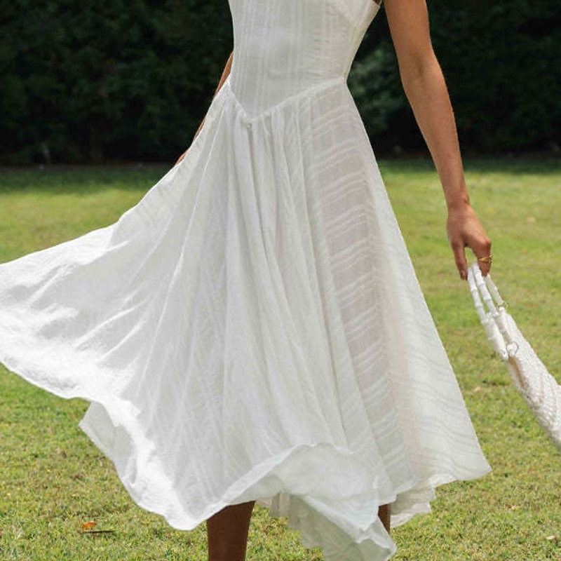 Per donna Abito Midi Abito Bianco Abito da laurea Abito Sottoveste Moda Compleanno Ferie Data Vestibilità regolare Semplice Senza Maniche Spalline sottili Bianco Estate del 2025 a $31.99 –P11