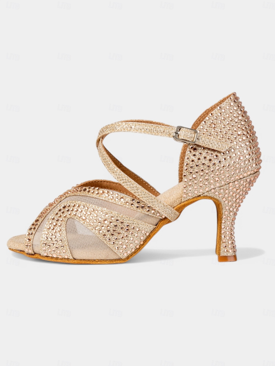 kvinners glitrende rhinestone latinske dansesko - peep toe, justerbare stropper, høyhælte ballroomsandaler for salsa, tango og ytelse 2025 - $46.99 –P2