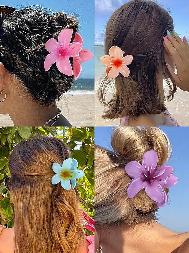 6PCS Hawaiian Plumeria Flower Hair Clips – Tropical Resin Hair Accessories for Women & Girls, Beach Wedding, Luau Party & Summer Vacation Styling 2025 - $11.99 –P5
