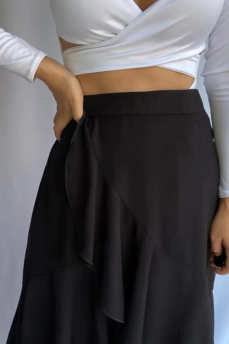 Dam Kjol Mode Maxi Hög midja Kjolar Slät Asymmetrisk nederkant Microelastisk Semester Gata Svart Vit Rosa Himmelsblå Sommar Elastan 2025 - $20.99 -P5