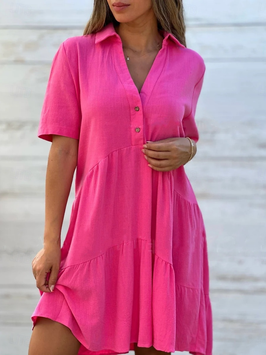 Pentru femei Rochie Mini Rochie albă Rochii Tip Cămașă Rochie casual Rochie de vară Modă Clasic Modern Zilnic Sfârșit de săptămână Fit regulat Simplu Manșon Jumate Guler Cămașă Negru Alb Roșu-aprins 2025 - $21.99 –P6