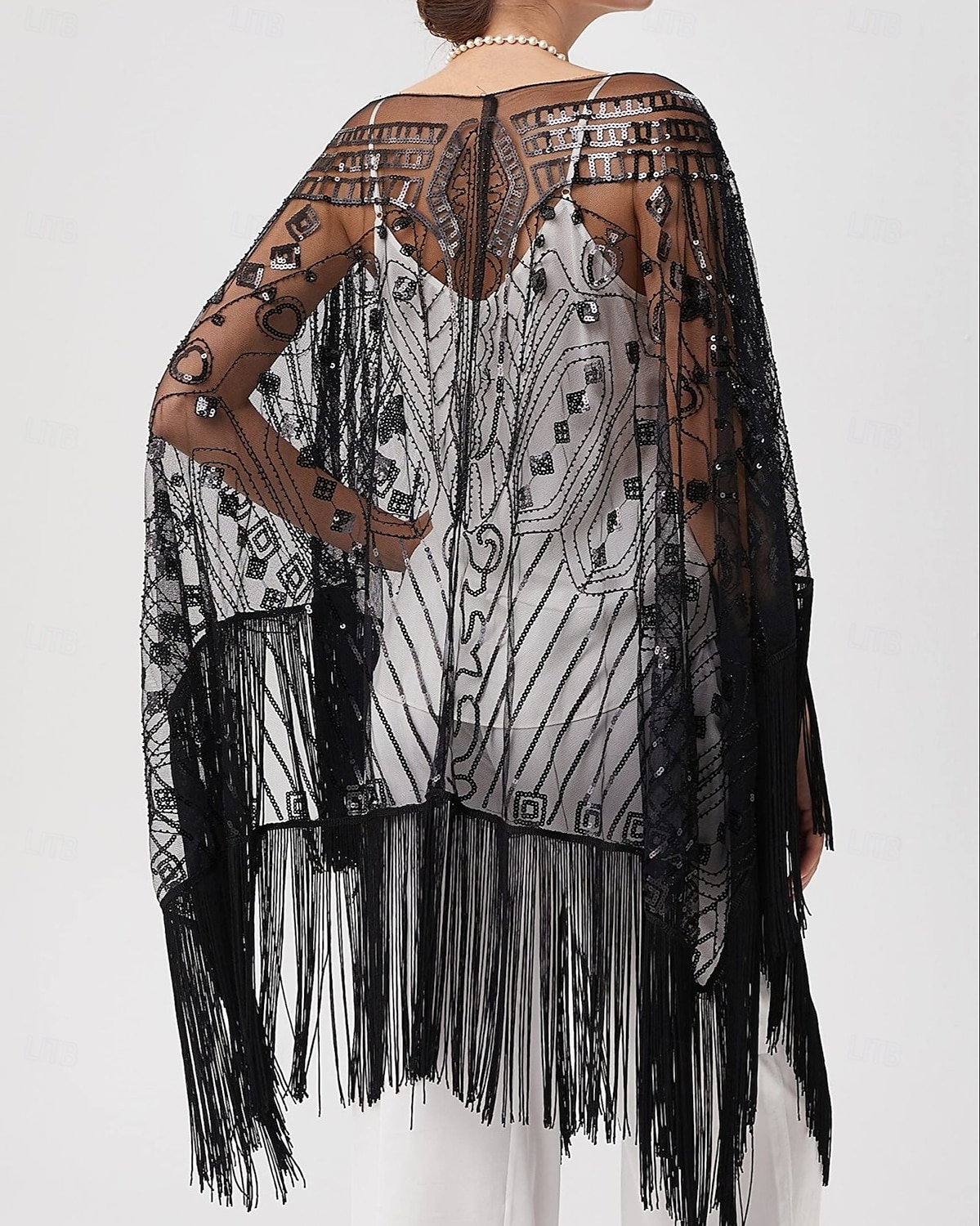 Retró Ordító 20-as évek 1920-as évek sál Wrap Kendők A nagy Gatsby Flapper lány Flitter Rojt Női Farsang Esküvő Estély Álarcos mulatság Felnőttek Kendő 2025 - $30.99 –P15