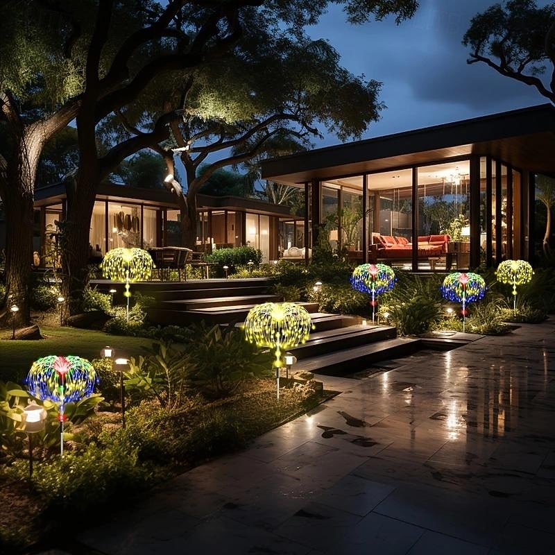 4 Heads Led Outdoor Solar Lights Fireworks Lights With 480 Beads, Courtyard Garden Path, Lawn, Wedding Party, Festive Atmosphere, Decorative Lights 2026 - $44.99 –P9
