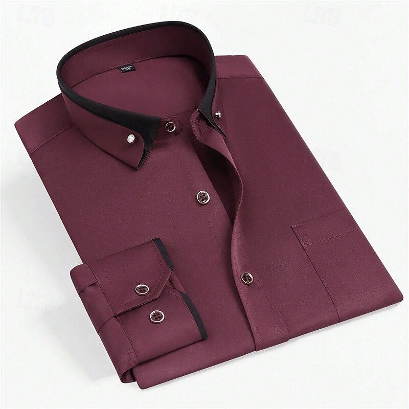 Men's Dress Shirt Button Down Shirt Solid / Plain Color Wedding Light Blue White Light Green Pink Long Sleeve Square All Seasons Clothing Apparel Color Block 2025 - $23.99 –P7