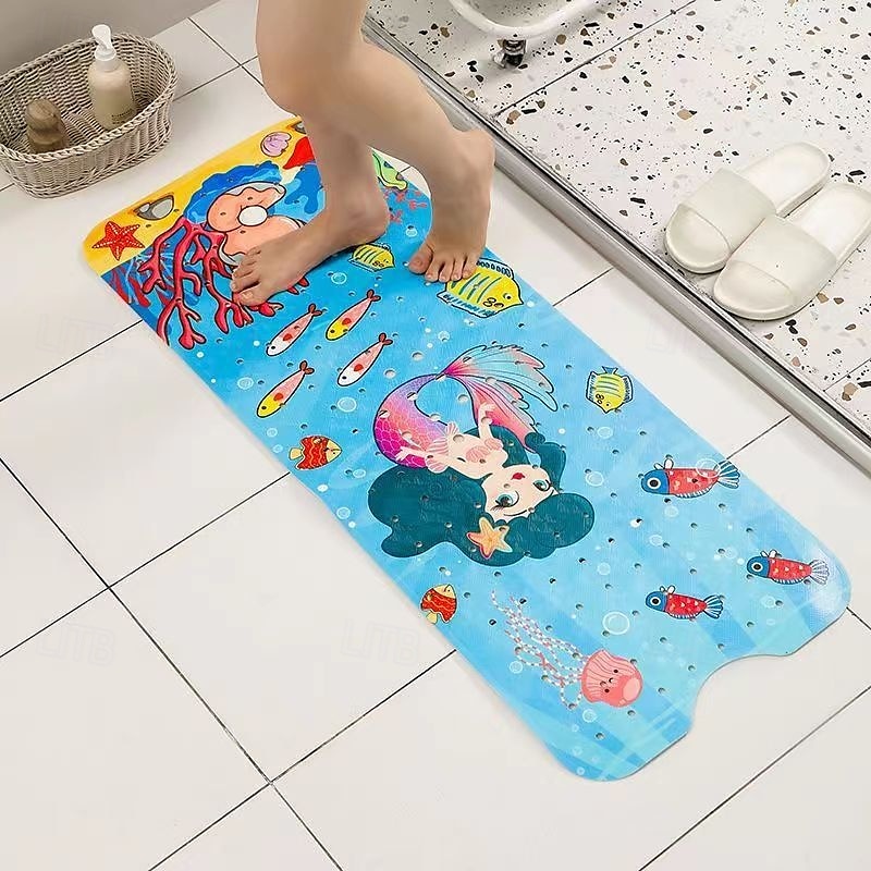 tapete de banho de bebê de desenho animado, tapete de banheira infantil antiderrapante para banho de criança, chuveiro antiderrapante, 40 pol. x 16 pol. com furos de drenagem e ventosas lavável à de 2025 por $22.99 –P7