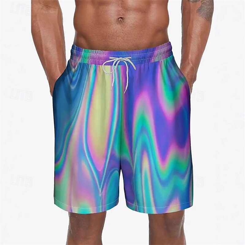 Homens Calção Justo de Natação Shorts de Natação Bermuda de Surf Calças Com Cordão Com bolsos Natação Surfe Praia Esportes Aquáticos Estampado Verão Primavera de 2025 por $12.99 –P1