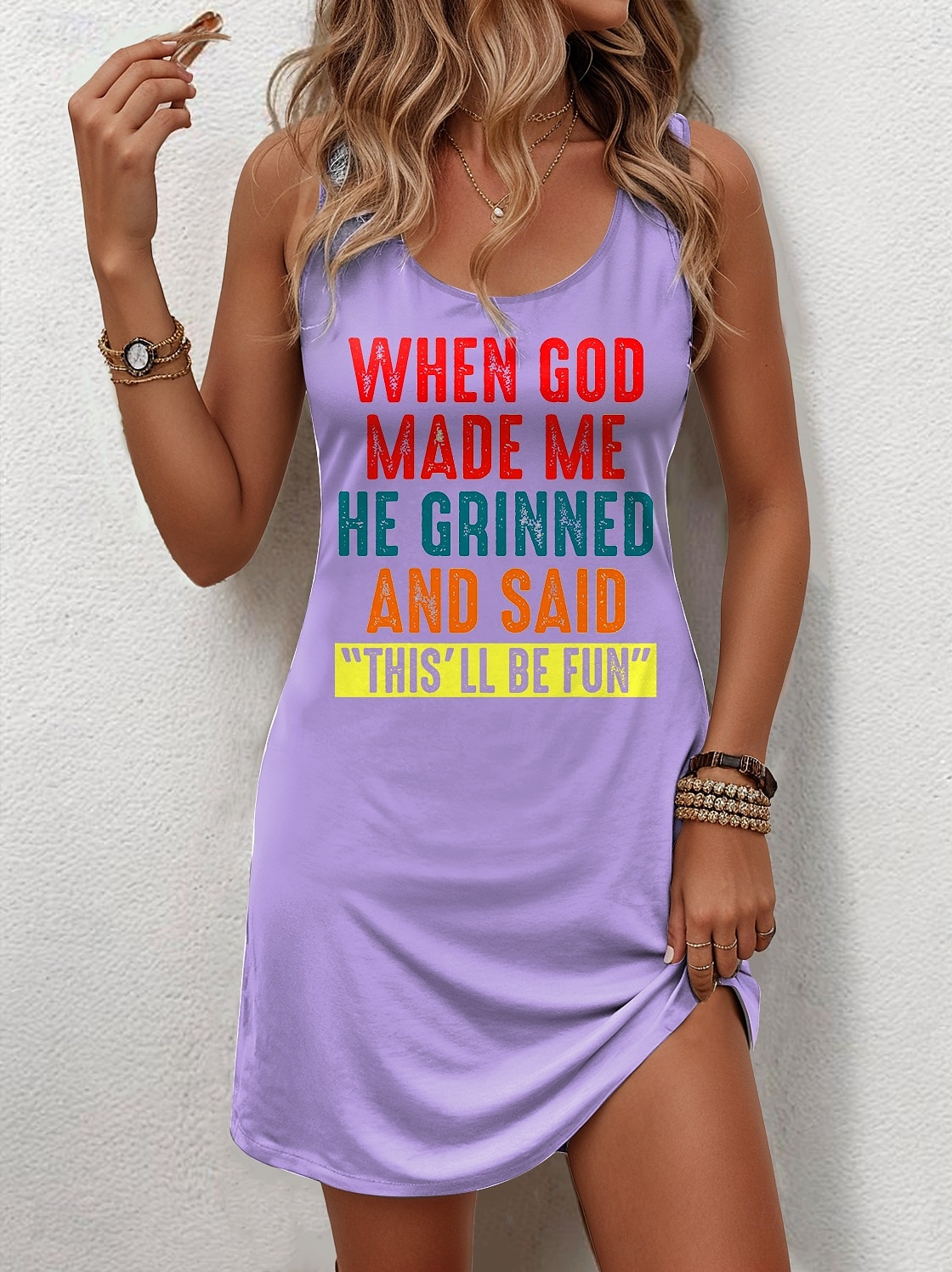 Women's GOD Mini Dress A Line Dress Summer Dress Off The Shoulder Dress Casual Party Daily Holiday Loose Fit Graphic Letter Sleeveless U Neck Black White Pink Blue Summer 2025 - $21.99 –P6