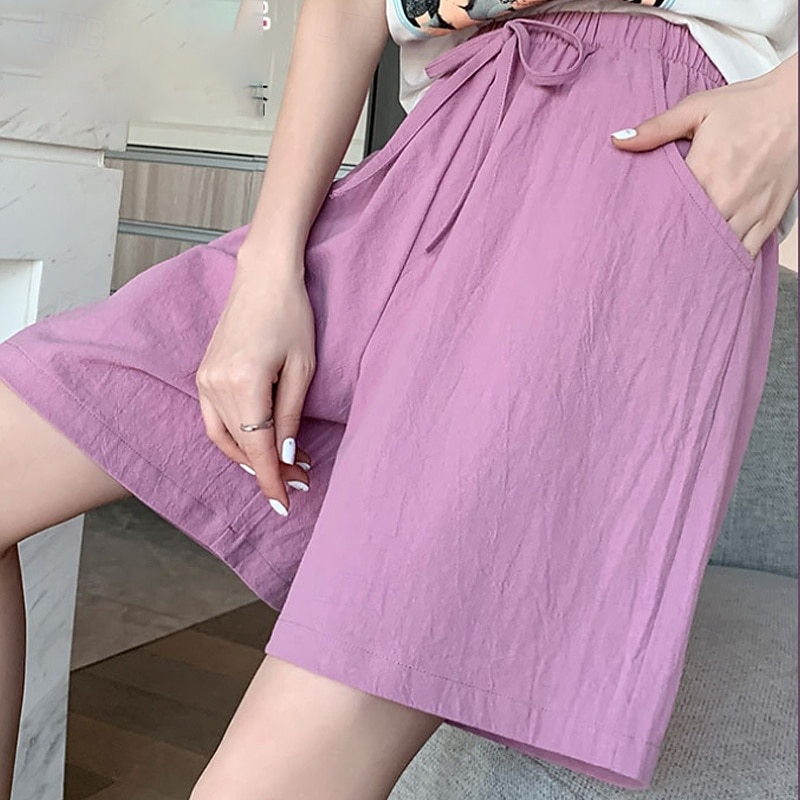 Per donna Finto cotone e lino Shorts Pantaloni Eleganti Pantaloncini Estivi Moda Corto Naturale Semplice Tasca Design con Coulisse Elastica All'aperto Confortevole All'aperto Vacanza Rosso Verde del 2026 a $11.49 –P3