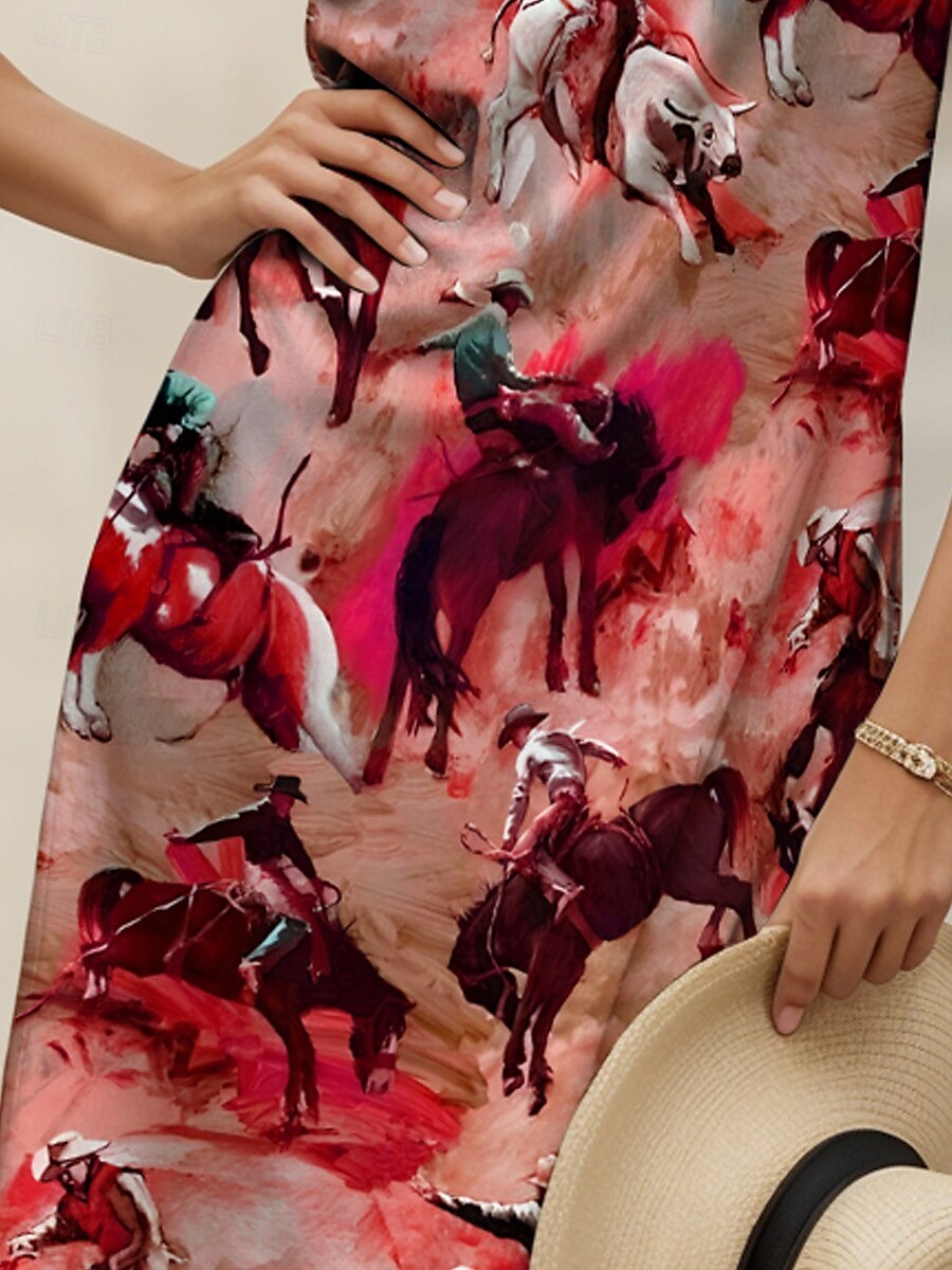 Kentucky Derby Kvinnors Miniklänning Tank Klänning Sommarklänning Casual Semester Födelsedag Casual Reglerad Passform Grafisk Djur Ärmless V-Hals Röd Sommar Vår 2025 - $21.99 –P3