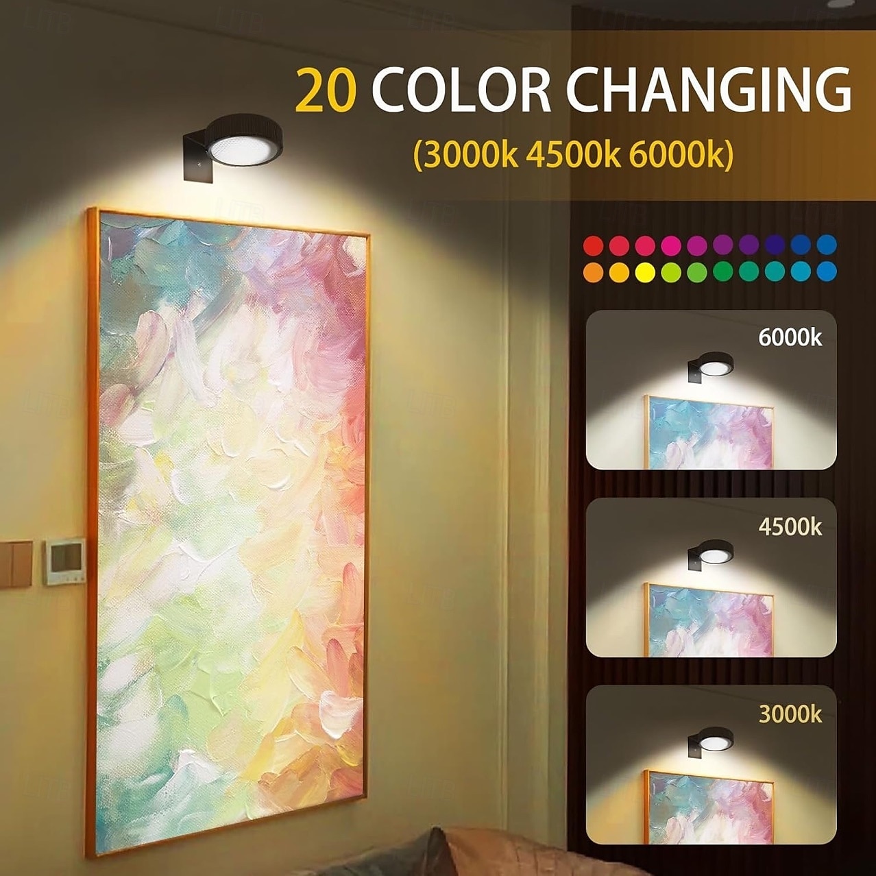 LED Wireless Picture Light, 20 RGB Color Magnetic Lights, Adjustable Timer Led Picture Frame Art Display Light, Wireless Gallery Display Wall Photo Light 2025 - $23.99 –P3