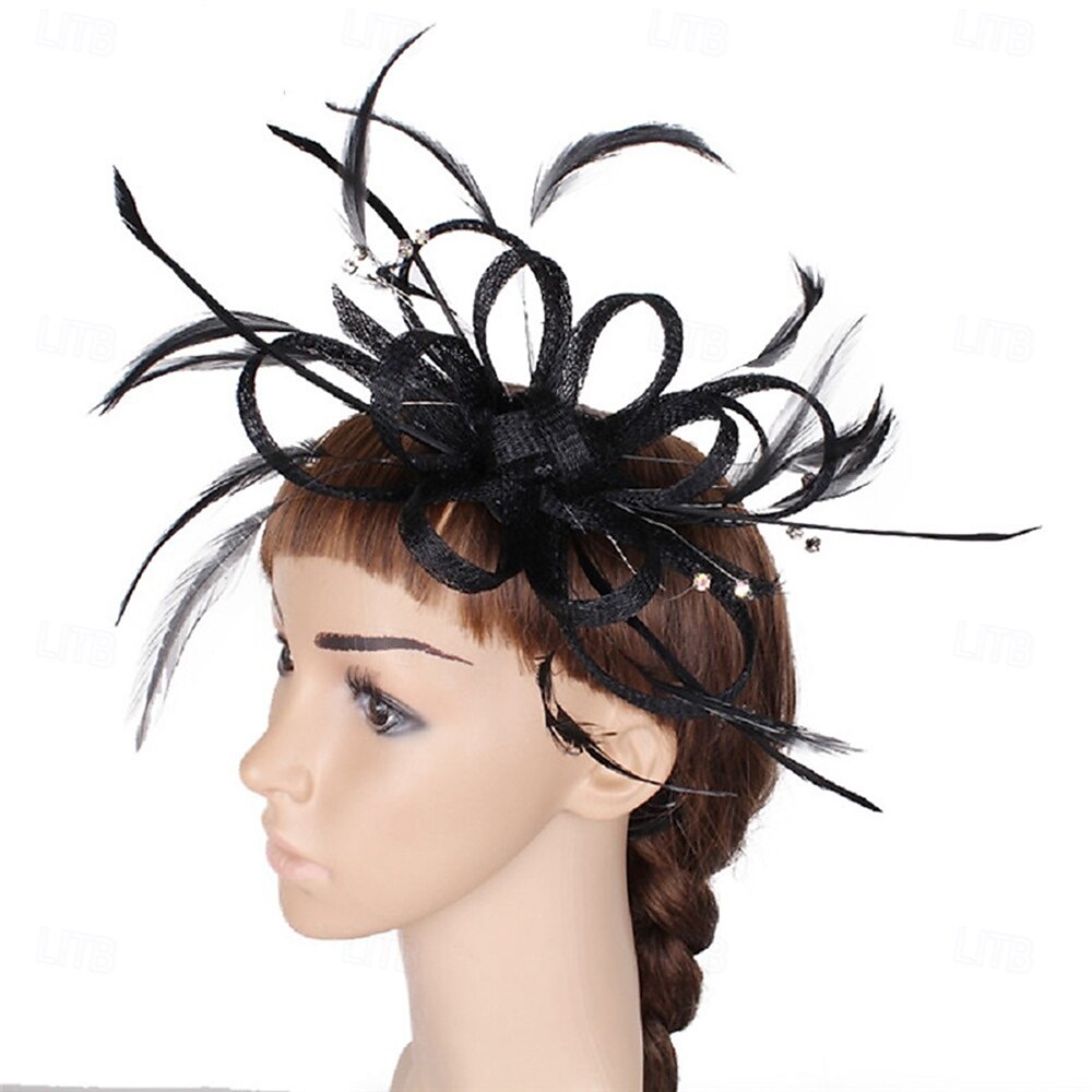 Kopfstück Federn Sinamay Hochzeit Abendgesellschaft Elegant Hochzeit Mit Feder Kopfschmuck Kopfbedeckung 2025 - $21.99 –P2