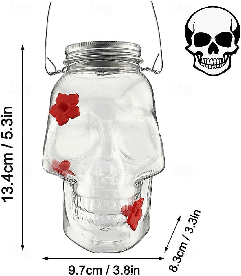 Hummingbird Feeder for Outdoors Hanging, Skull Shaped Humming Bird Feeder with 4 Feeding Ports, Halloween Gothic Bird Feeder Garden Backyard Decorative, Clear 2025 - $13.99 –P4