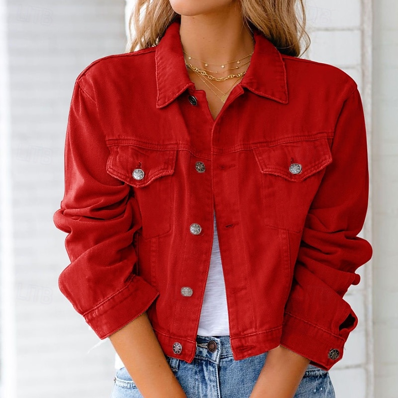 Dame Bluse عادي Stilfull Langermet Skjortekrage Vanlige topper Daglig Ferie Knapper Lomme Svart Hvit Gul Rosa Rød Vår 2025 - $31.99 –P4