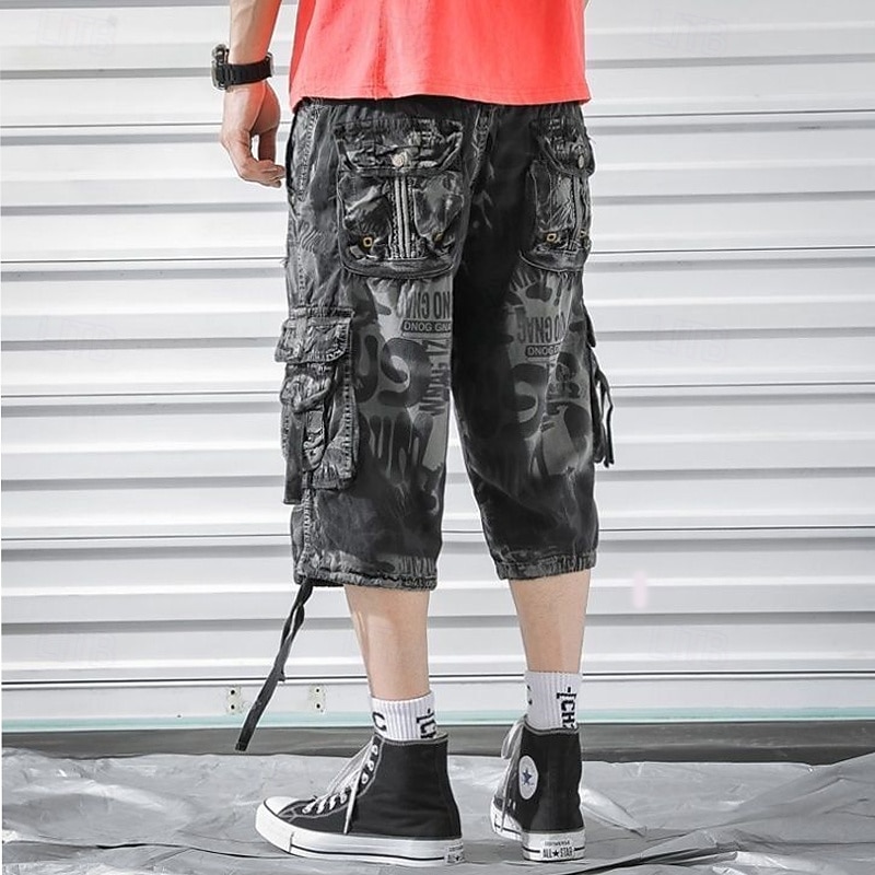 Homens Capri Cargo Shorts Calças Capri Shorts camuflados Cintura elástica Bolso multi Bolso com aba camuflagem Conforto Vestível Comprimento da panturrilha Ao ar livre Esporte Diário Moda Casual Azul de 2025 por $28.99 –P2