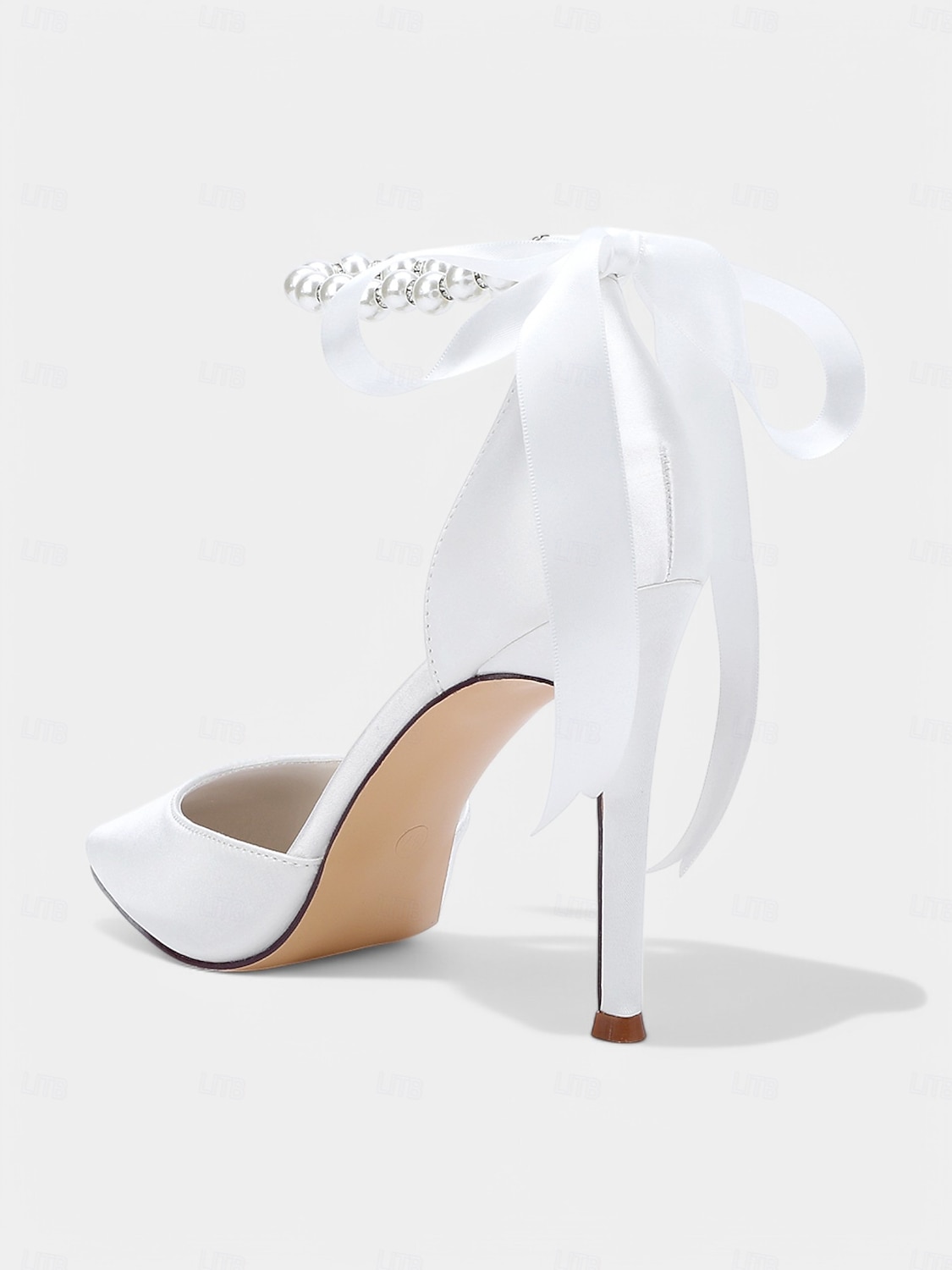Women's Champagne Satin Wedding Heels with Pearl Ankle Strap - Elegant Bridal & Cocktail Stiletto Pumps 2025 - $59.99 –P4