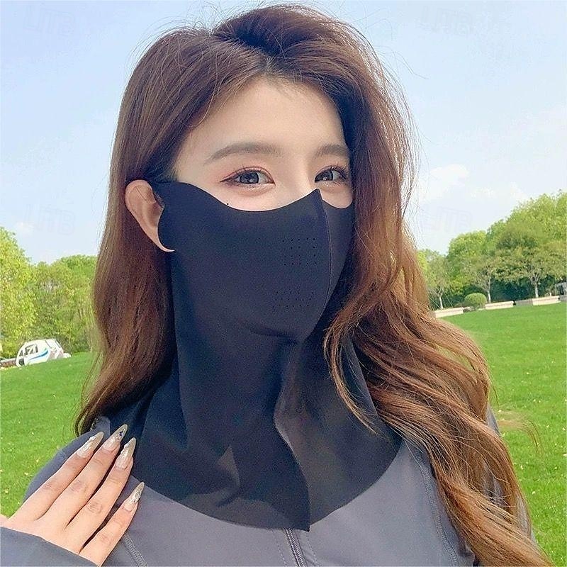 maschera di protezione solare per donna, maschera facciale traspirante in seta ghiacciata senza cuciture con protezione 3D per gli occhi, protezione completa contro la polvere &protezione solare per del 2025 a $4.99 –P6