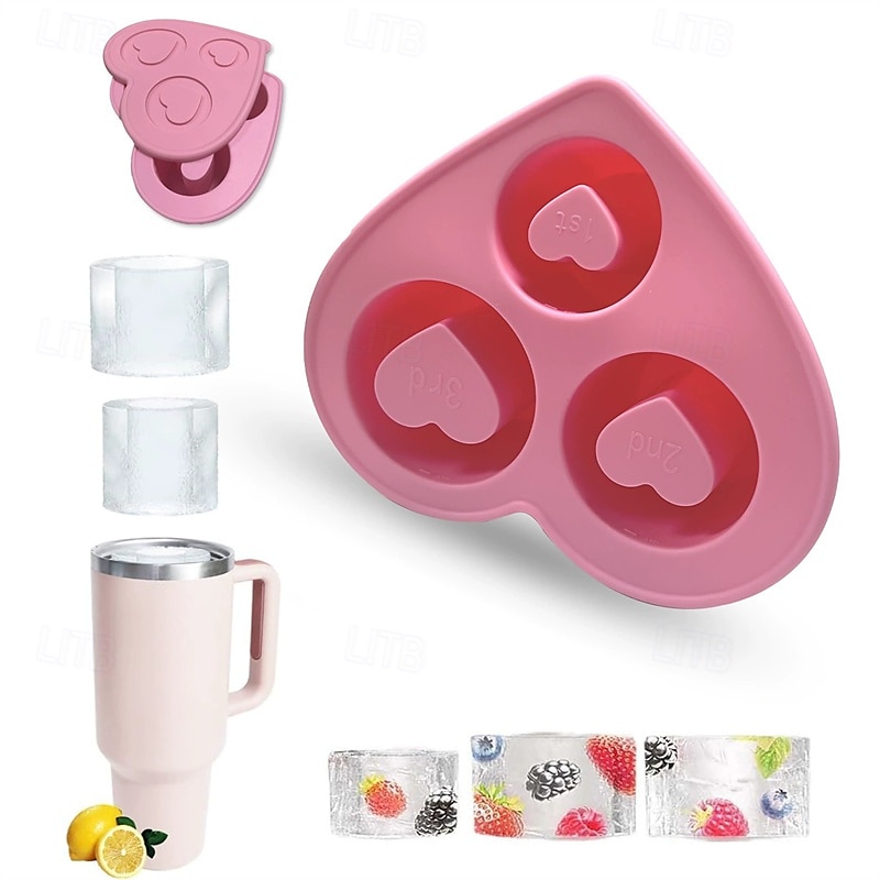 قوالب مكعبات الثلج على شكل قلب مجوف من السيليكون مع أغطية 2025 - $26.99 –P1