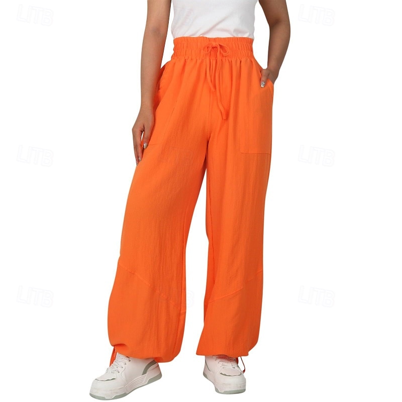 Mulheres Shorts de algodão e linho Calças inspiradas em linho Calças de linho de algodão Moda Roupa de rua Comprimento total Natural Tecido Bolsos Design de cordão elástico Exterior Confortável Rua de 2025 por $23.99 –P14