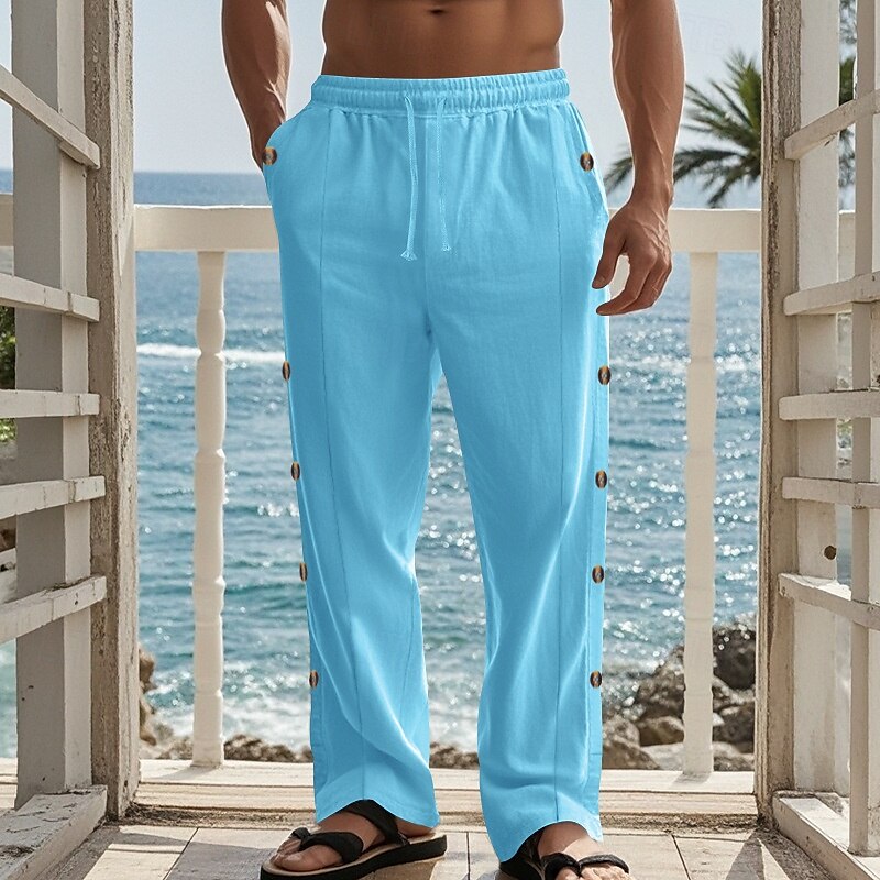 Retro Vintage Medieval Renaissance Straight Leg Pants Pirate Viking Button Down Solid Color Men's Viking Halloween Carnival Vacation Casual Daily LARP Adults' Pants 2025 - $23.99 –P14
