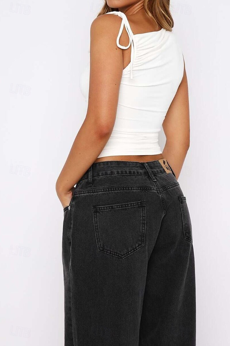 Dame Bluse عادي Fritid Ermeløs Crew-hals Vanlige topper Daglig Ferie Rynket Svart Hvit Gul Rød Brun Sommer 2025 - $16.99 –P4
