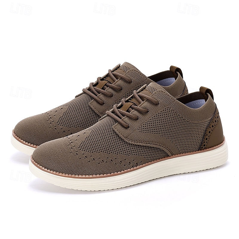 Men's Breathable Knit Brogue Sneakers - Casual Lace-Up Lightweight Shoes for Daily Wear & Walking 2025 - $34.99 –P1