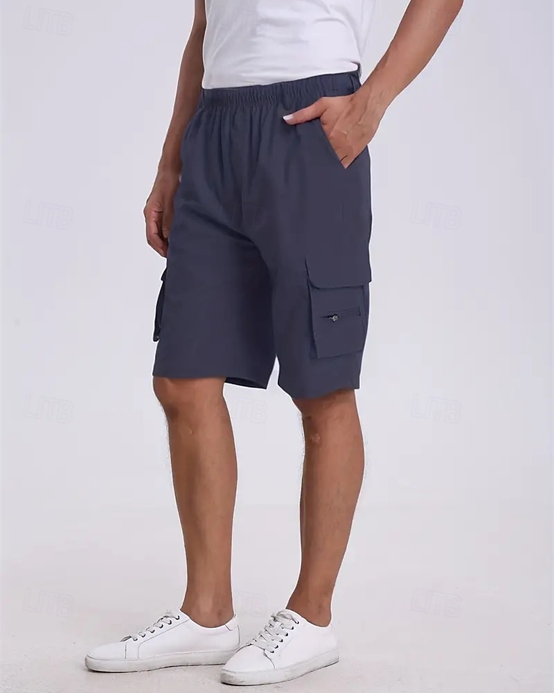 Men's Cargo Shorts Shorts Summer Shorts Drawstring Elastic Waist Multi Pocket Eagle National Flag Comfort Wearable Knee Length Outdoor Sport Daily Fashion Casual Black Navy Blue 2025 - $18.99 –P7