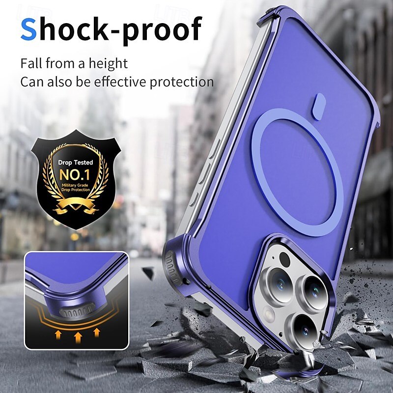 телефон Кейс для Назначение iPhone 16 Про Макс Плюс Айфон 15 Про Макс Плюс iPhone 14 13 12 Pro Max Plus Кейс на заднюю панель Магнитный Поддержка беспроводной зарядки Защита от удара Ретро Металл 2025 - $35.99 –P4