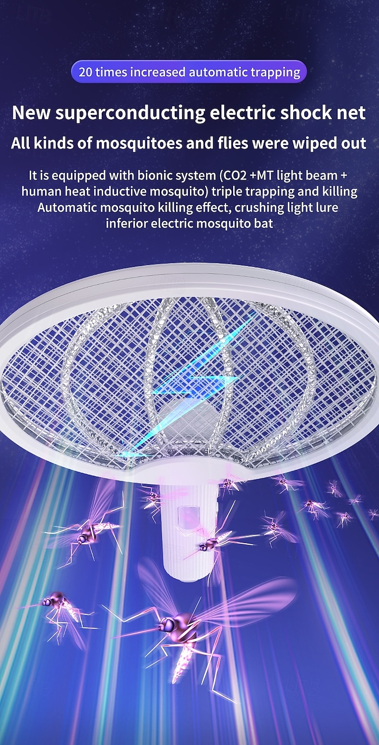 USB 2-in-1 Folding Mosquito Swatter Lamp – Rechargeable Electric Fly Killer for Dormitory and Home Use 2025 - $22.99 –P3