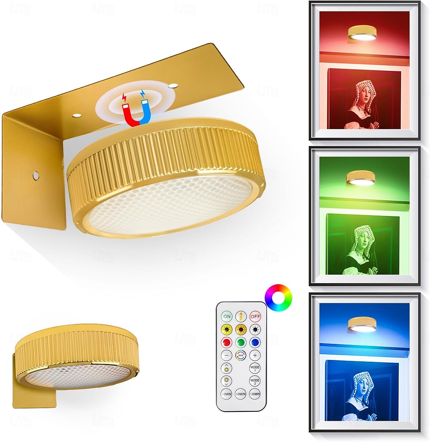 LED Wireless Picture Light, 20 RGB Color Magnetic Lights, Adjustable Timer Led Picture Frame Art Display Light, Wireless Gallery Display Wall Photo Light 2025 - $23.99 –P9
