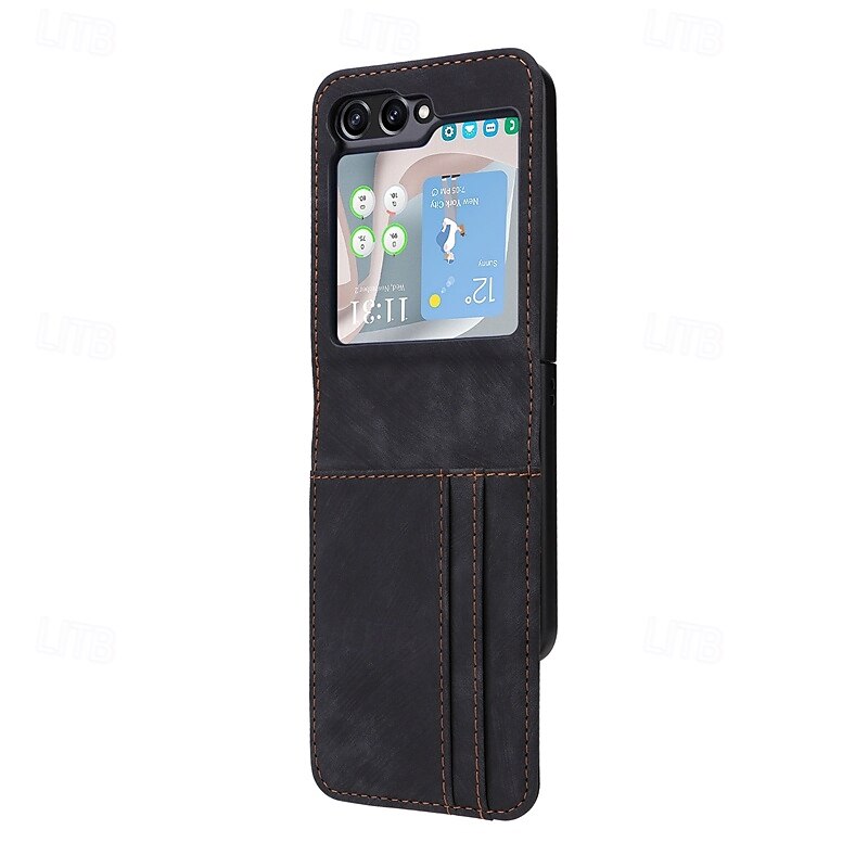 Phone Case For Samsung Galaxy Z Flip 6 Z Flip 5 Z Flip 4 Z Flip 3 Back Cover Card Slot Shockproof Retro TPU PU Leather 2025 - $15.99 –P10