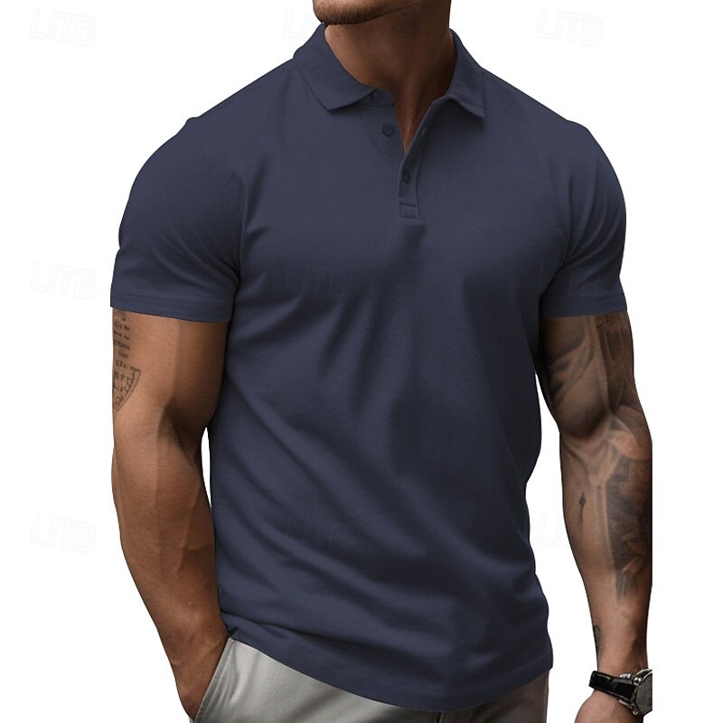 Homens Camisa de golfe Camisas Polos de Golfe Trabalho Casual Lapela Manga Curta Básico Moderno Tecido Botões Verão Normal Preto Branco Amarelo Vermelho Azul Marinha Azul Royal Camisa de golfe de 2025 por $15.49 –P6
