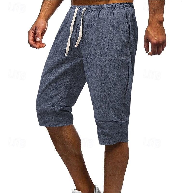 Per uomo Shorts Shorts di Lino Pantaloncini Estivi Shorts da Spiaggia Tasca Coulisse Elastico in vita Semplice Comodità Traspirante Lunghezza al polpaccio Vacanza Ferie Spiaggia Hawaiano Boho Nero del 2025 a $22.99 –P8