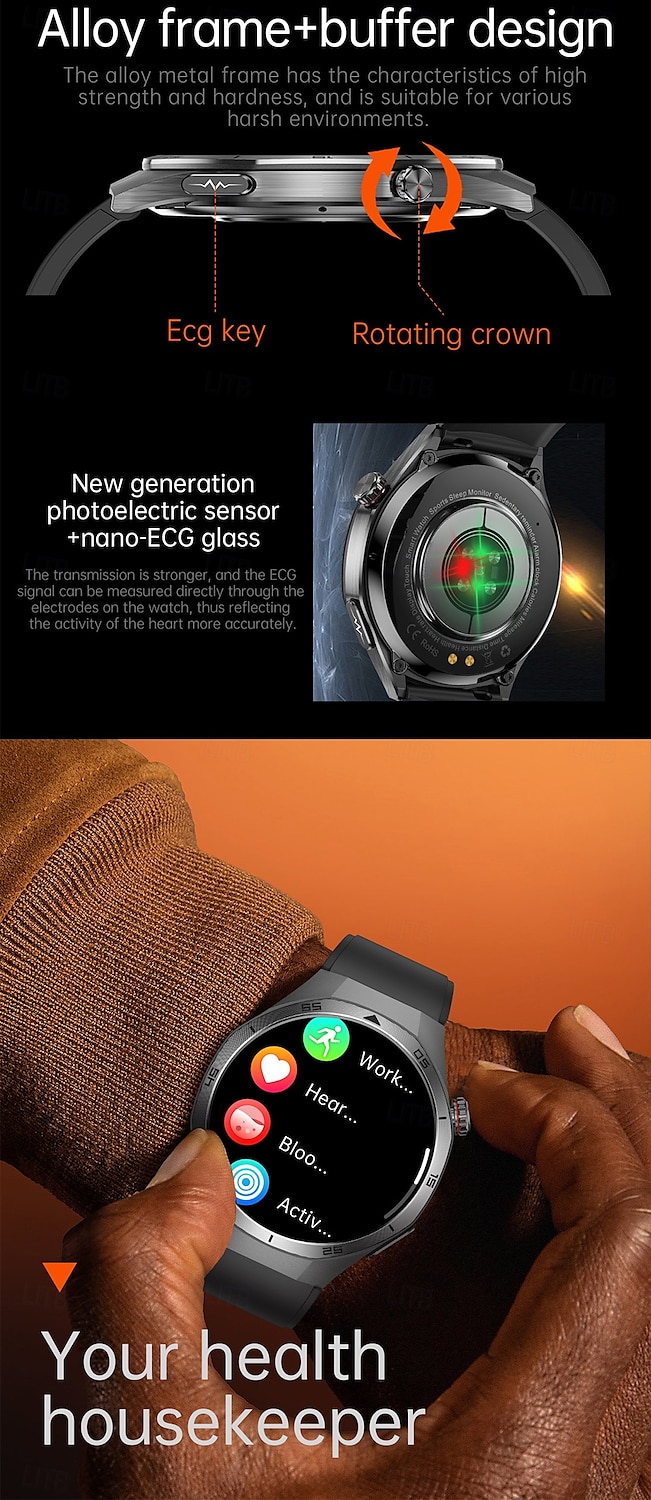 iMosi ET456 Smart Watch 1.56 inch Smartwatch Fitness Running Watch Bluetooth ECG+PPG Temperature Monitoring Pedometer Compatible with Android iOS Women Men Hands-Free Calls Waterproof Media Control 2025 - $63.99 –P4
