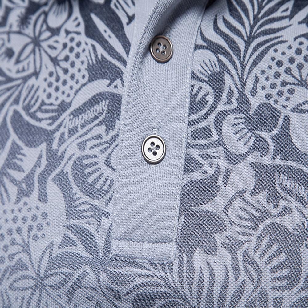 Homens Pólo Polo de malha Formal Trabalho Aberto para a Lateral Manga Curta Floral Botões Estampado Primavera Azul denim Branco Azul Marinha Verde cáqui Azul Claro Pólo de 2026 por $25.99 –P16