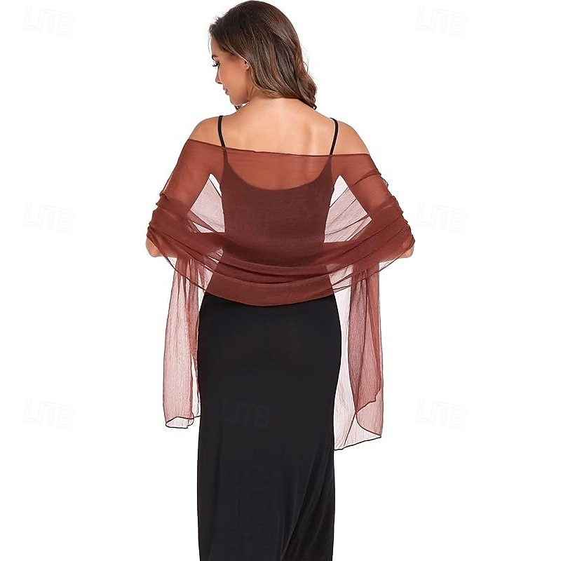 Damesomslag Elegant Mouwloos Polyester Bruiloftsomslagen Met Pure Kleur Voor Feest Lente zomer 2025 - $7.99 –P17
