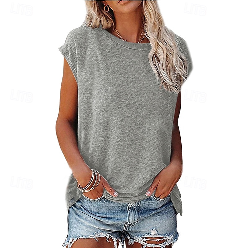 Naisten Camisole Tank Top Yhtenäinen väri Tyylikäs Vapaa-aika Hihaton Tiukka pyöreä kaula-aukko Tavalliset topit Päivittäin Pyhäpäivä Musta Valkoinen Punastuvan vaaleanpunainen Harmaa Kesä Kevät 2025 - $16.99 –P2