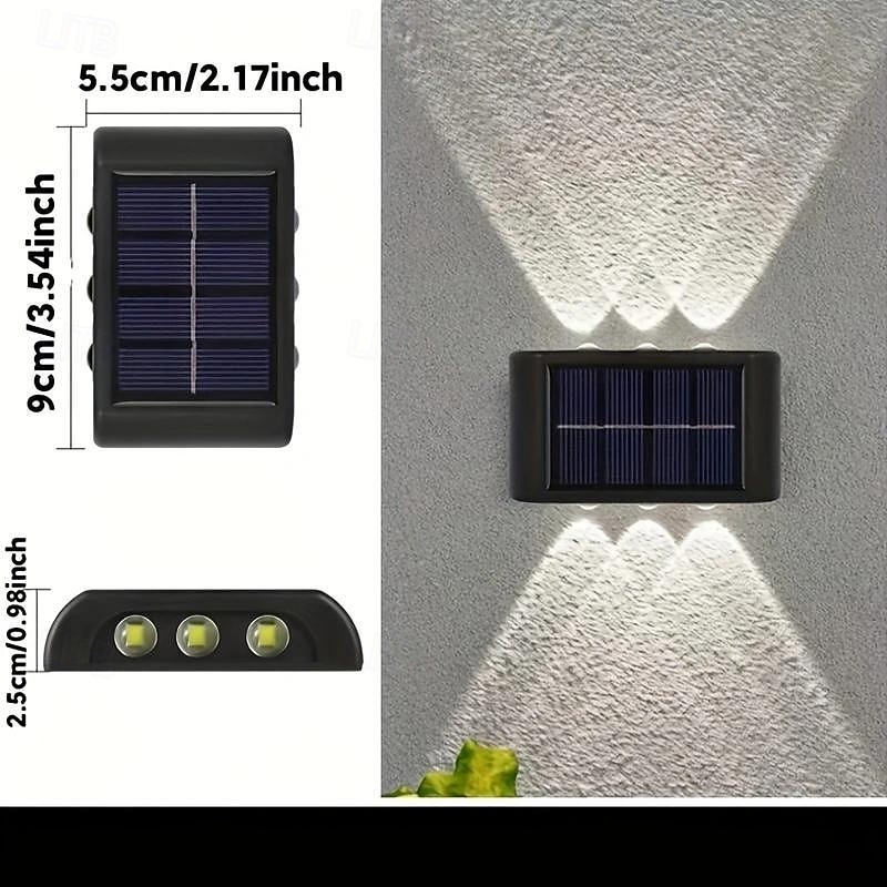 4 st led utomhus solcellslampor stegljus 6 pärlor uteplatslampor innergård trädgård staket däck vägglampor enkel installation 2025 - $21.99 –P3