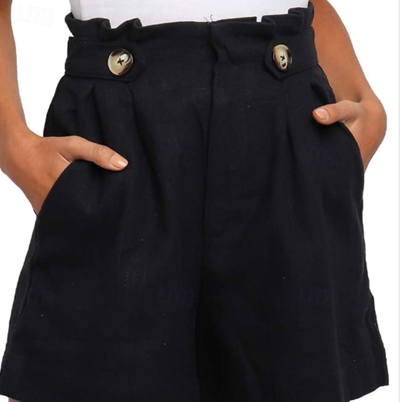 Pentru femei Pantaloni Scurți Pantaloni Șic Stradă Casual Scurt Natural Simplu Buzunar Respirabilitate Απαλό Comfortabil Micro-elastic În aer liber Vacanță Negru Alb Gri Deschis Cafea Vară Fit regulat 2025 - $20.99 –P6