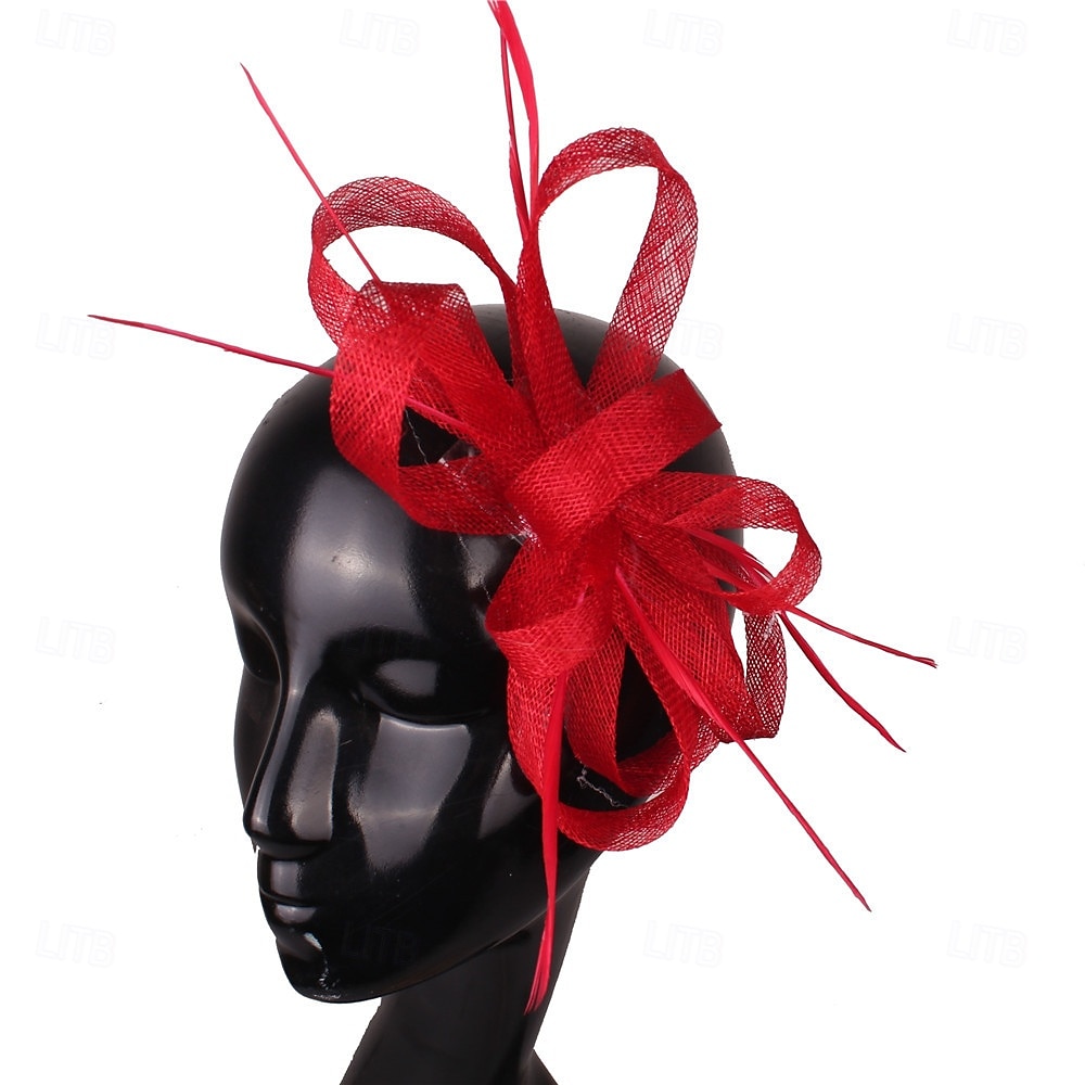 Kopfschmuck Faux Leinen Hochzeits Pferderennen Cocktail Elegant Süß Mit Feder Kopfschmuck Kopfbedeckung 2025 - $31.99 –P6