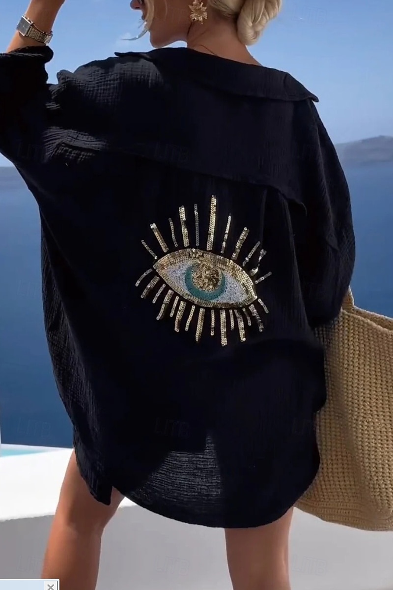 Pentru femei Cămașă Cămăși Bumbac In Cămașă de in Buton Sus Floare Zilnic Casual Manșon Lung Guler Cămașă Topuri obișnuite Zilnic Concediu Ieșire Nasturi Negru Alb Caisă Primăvară 2025 - $27.99 –P5