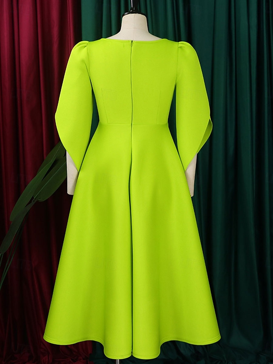 Kleid Mutter der Braut Elegantes Freizeitkleid Rundhalsausschnitt Knie-Länge Polyester 3/4 lange Ärmel mit einfarbig 2025 - $79.99 –P14