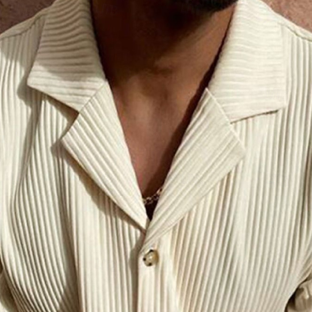 Men's 2 Piece Shirt Set Summer Set Matching Sets Casual Shirt Corduroy Shirt Plain Vacation Daily Dark Gray Black Pink Blue Short Sleeve Collar Summer Clothing Apparel 2025 - $30.99 –P2